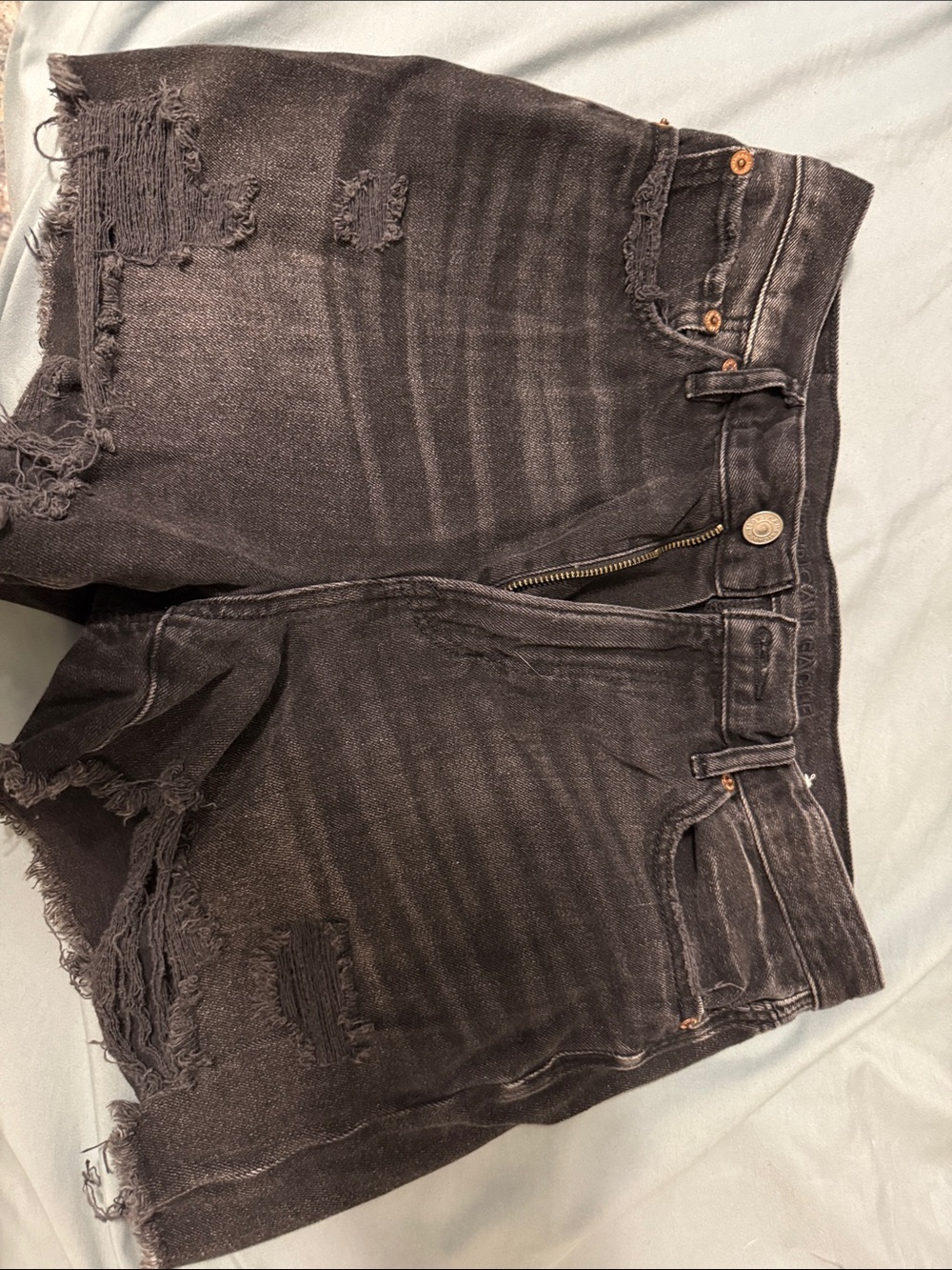 American eagle black denim ripped shorts